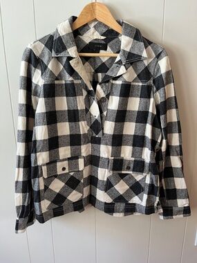 J. Crew Black and White Buffalo Check Pop Over Shirt